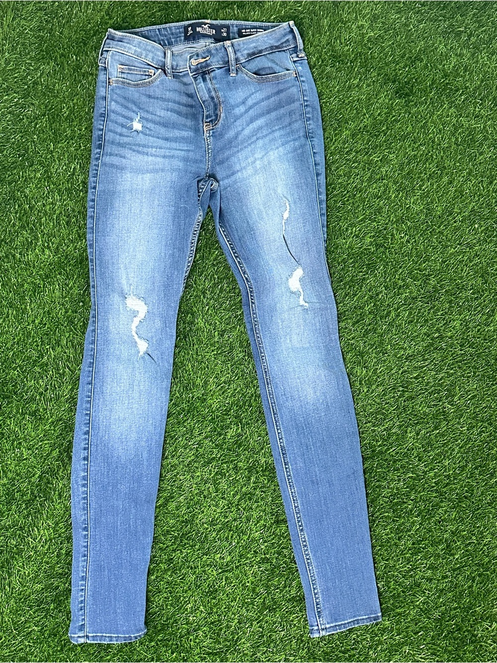 Hollister Light Blue Distressed Skinny Jeans - Women